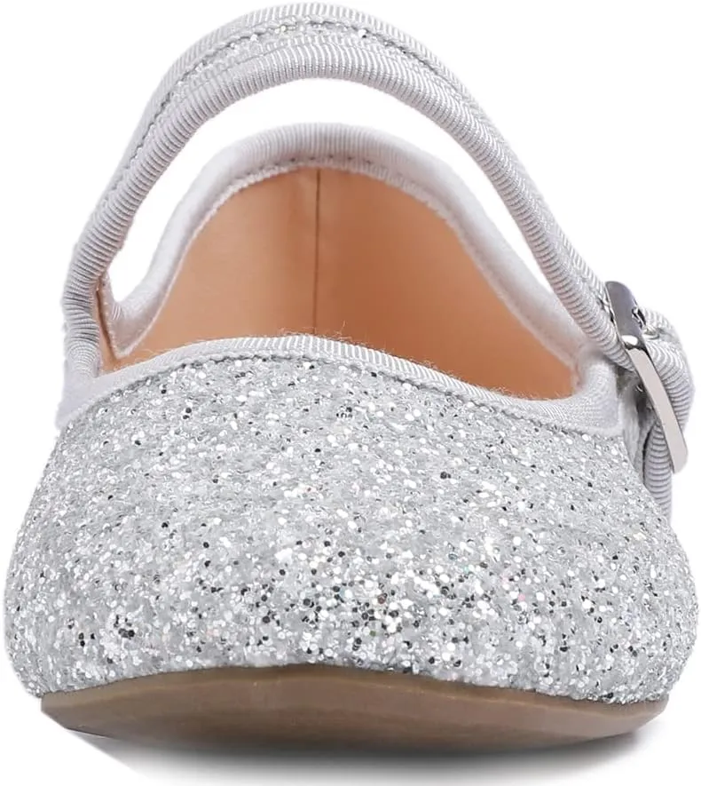 FEVERSOLE Women's Soft Cushion Extra Padded Comfort Round Toe Mary Jane Metal Buckle Fashion Ballet Flats Walking Shoes