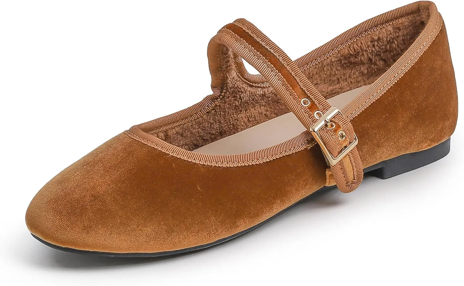 FEVERSOLE Women's Soft Cushion Extra Padded Comfort Round Toe Mary Jane Metal Buckle Fashion Ballet Flats Walking Shoes