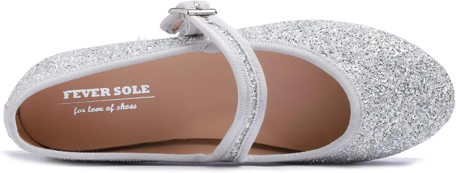 FEVERSOLE Women's Soft Cushion Extra Padded Comfort Round Toe Mary Jane Metal Buckle Fashion Ballet Flats Walking Shoes