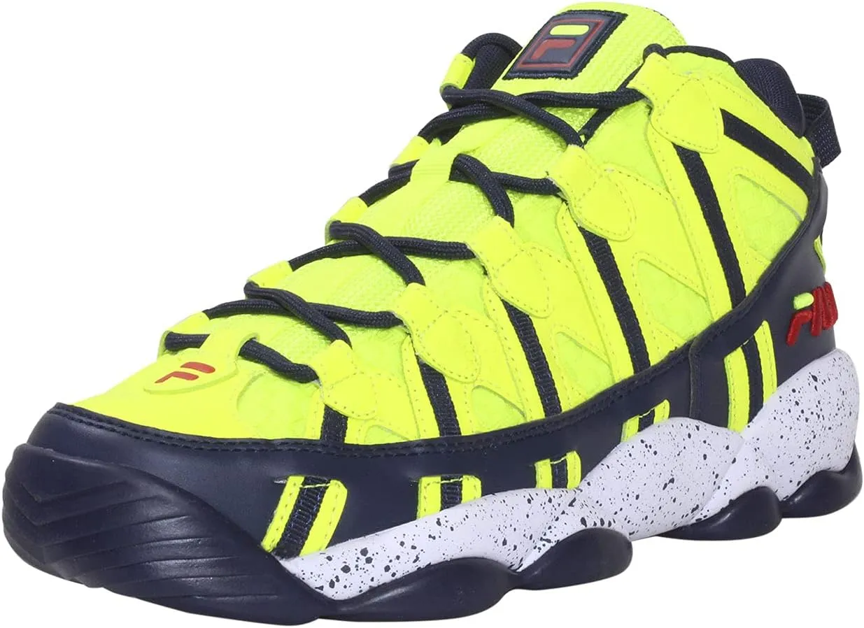 Fila Men's Stackhouse Spaghetti Basketball Sneakers Safety Yellow/Navy/White 10.5