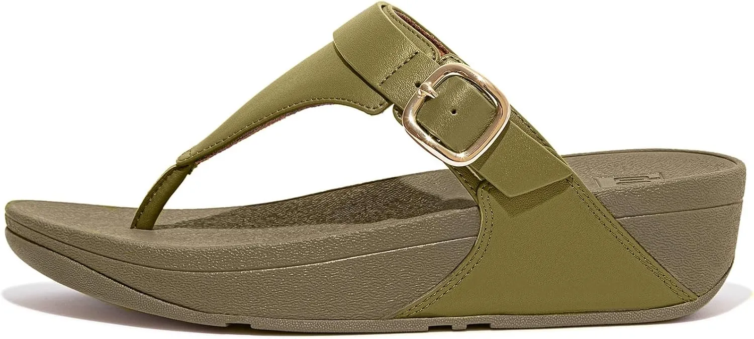 FitFlop Women's Lulu Adjustable Leather Toe-Post Sandals Wedge