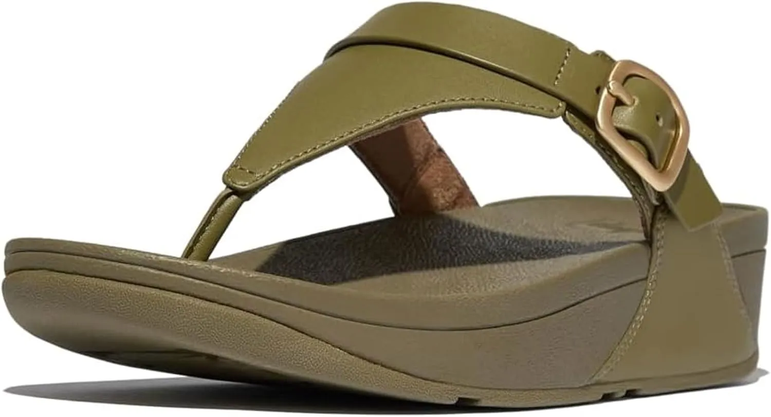 FitFlop Women's Lulu Adjustable Leather Toe-Post Sandals Wedge