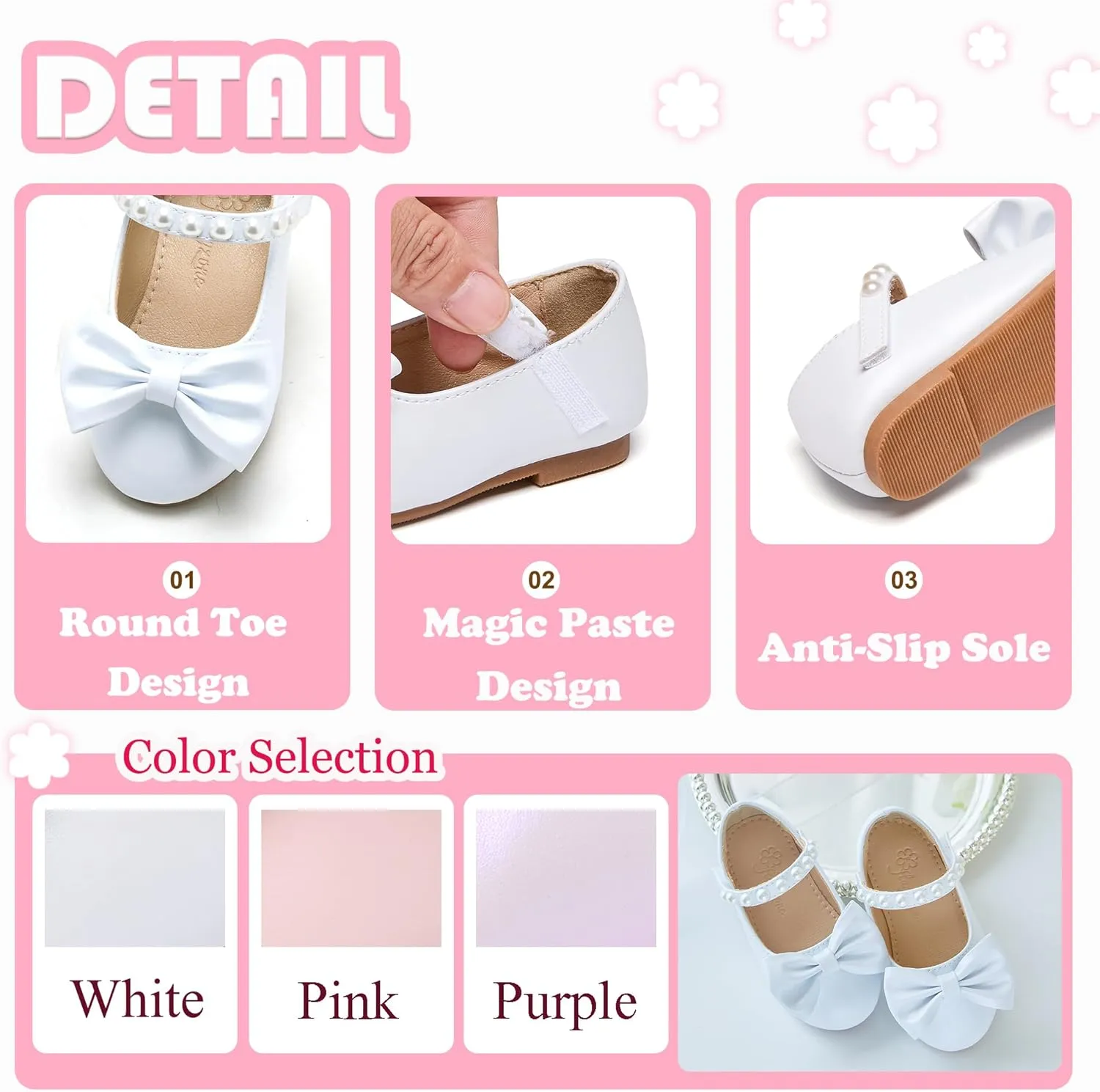 Flaryzone Toddler/Little Girls' Ballerina Flat Mary Jane Princess Dress Shoes - Wedding School Party