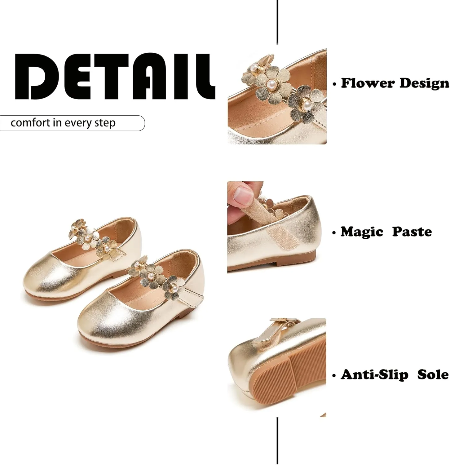 Flaryzone Toddler/Little Girls' Ballerina Flat Mary Jane Princess Dress Shoes - Wedding School Party