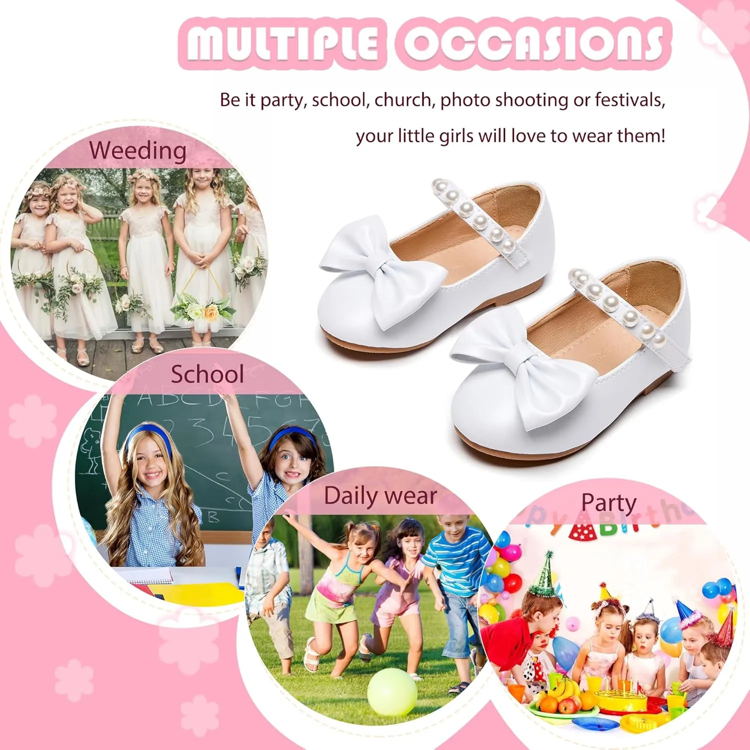 Flaryzone Toddler/Little Girls' Ballerina Flat Mary Jane Princess Dress Shoes - Wedding School Party