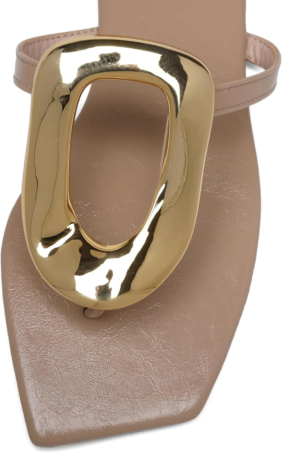 Flip-Flops Sandals for Women Comfortable Open Square Toe Slip on Beach Thong Sandals Casual Fashion Ladies Slipper Dressy Metal Decoration Summer Shoes.