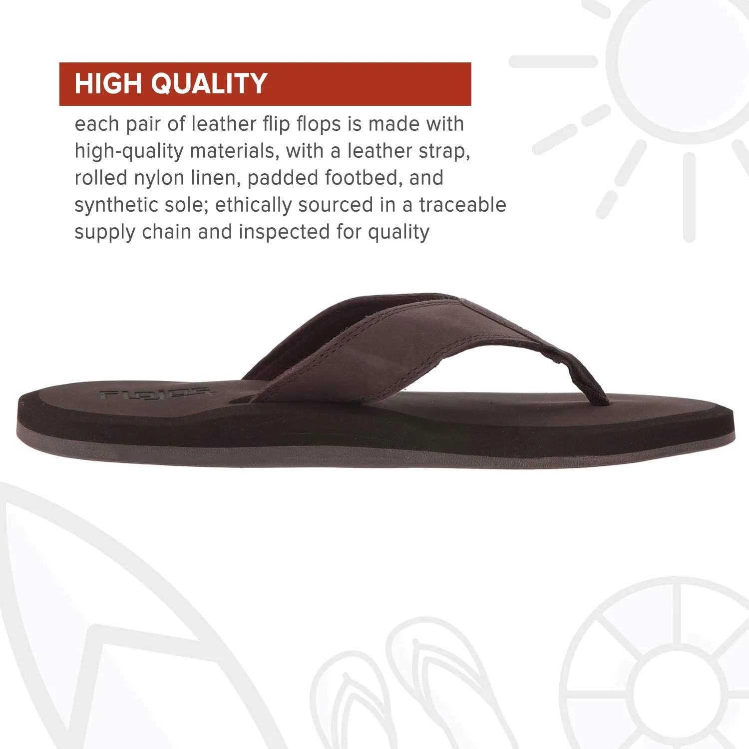 Flojos Cole Genuine Leather Perforated Strap Mens Sandal