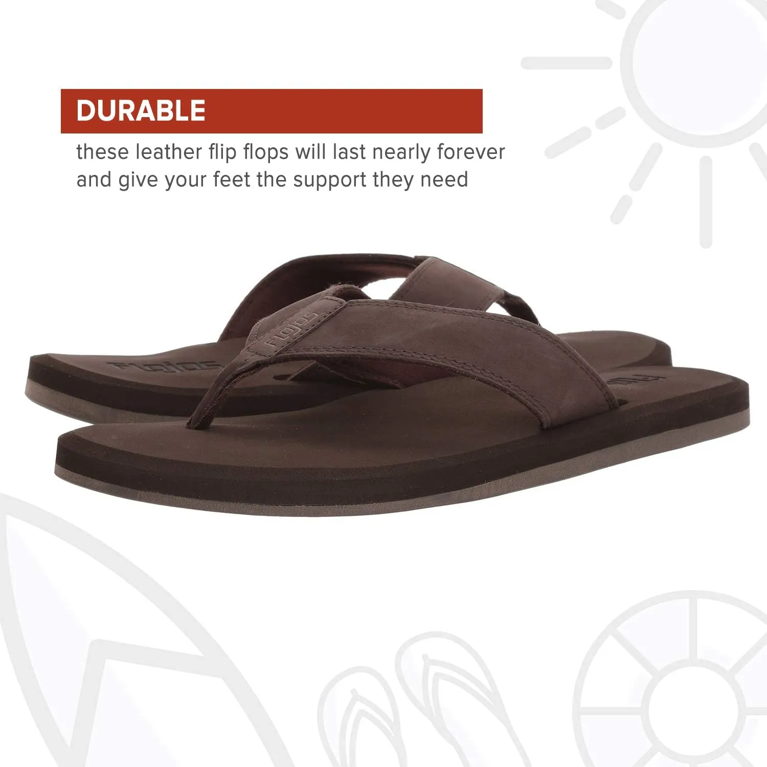 Flojos Cole Genuine Leather Perforated Strap Mens Sandal