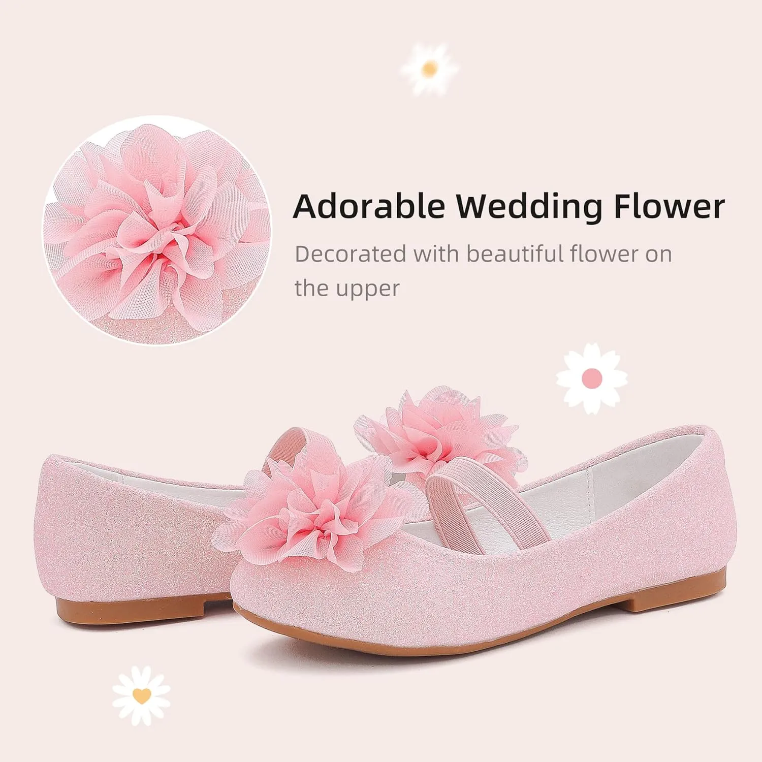 Flower Girl Shoes Dress Shoes Toddler Girls Flats Low Heel Princess Wedding Shoes for Little Big Kids