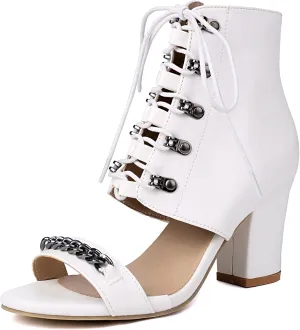 ForeMode Peep Toe Heels for Women Sexy Chunky Heels For Women Elegant and Comfortable Heels Sandals for Prom, Party and Work