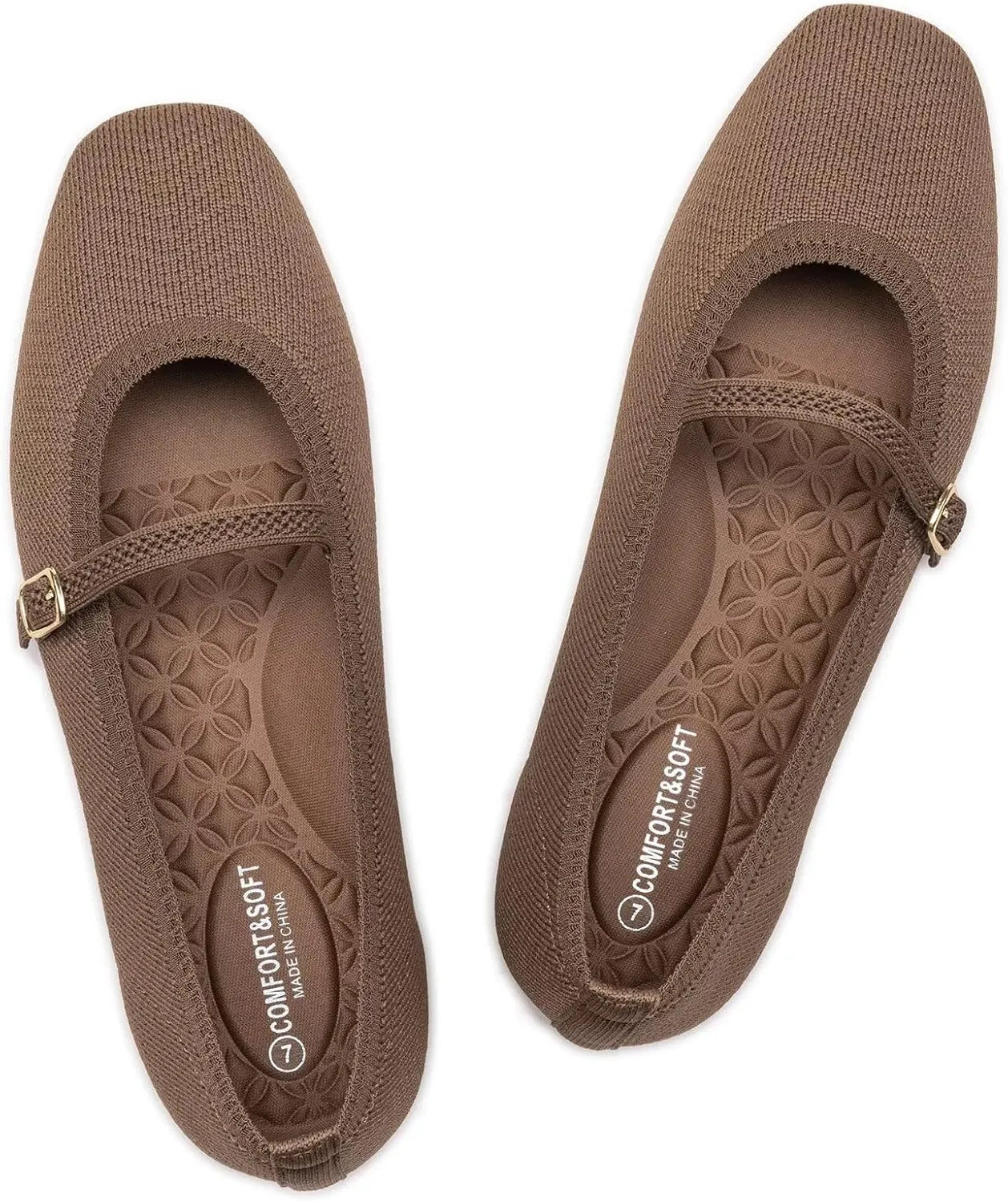 Frank Mully Mary Jane Women Flat Shoes Slip on Square-Toe Washable Shoes Comfortable for Dressy and Work with Ankle Strap