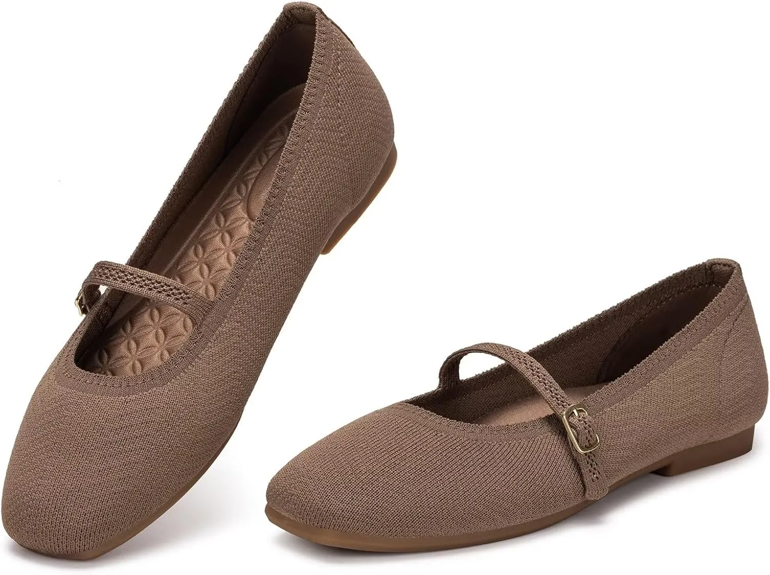 Frank Mully Mary Jane Women Flat Shoes Slip on Square-Toe Washable Shoes Comfortable for Dressy and Work with Ankle Strap