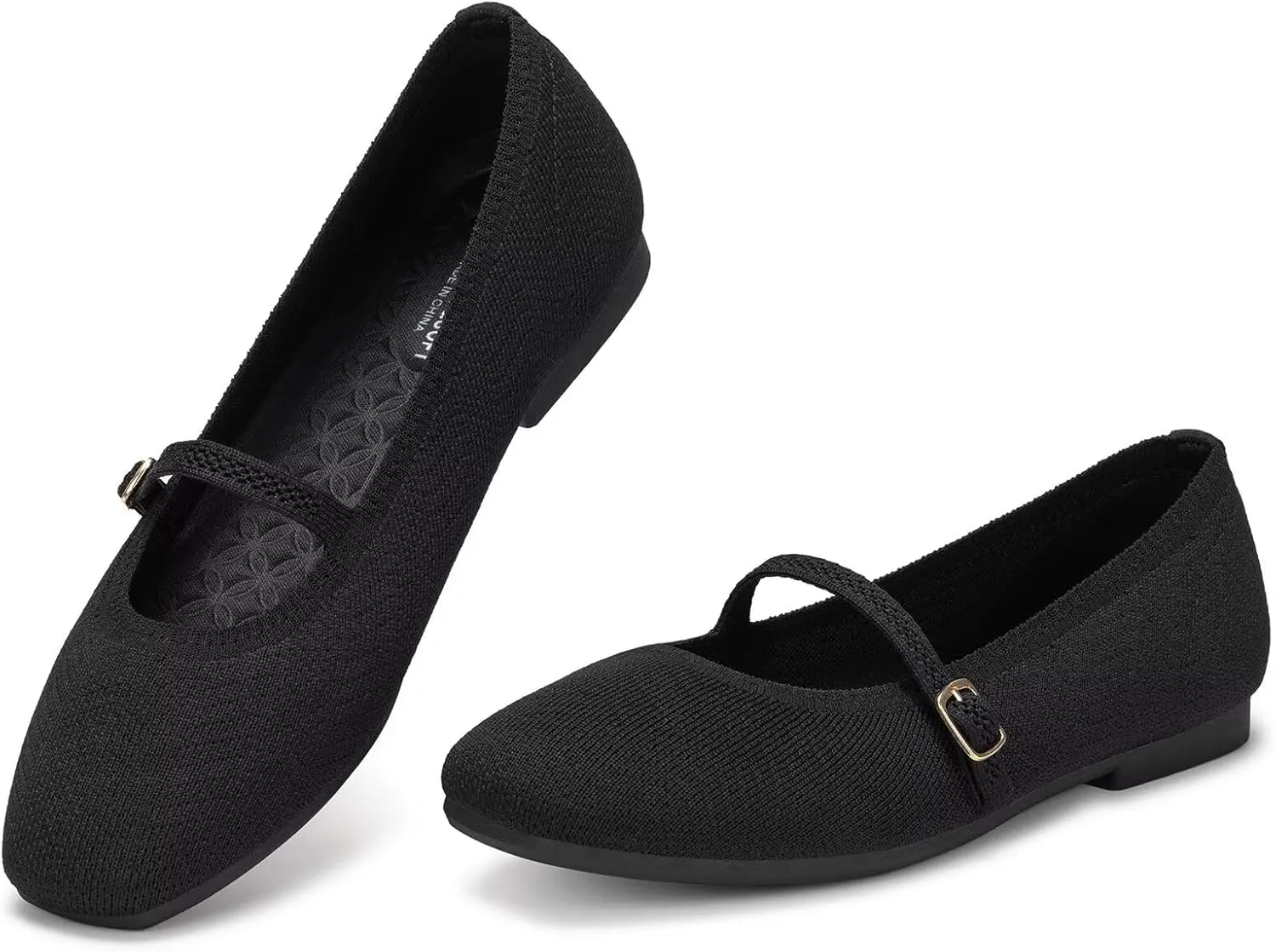 Frank Mully Mary Jane Women Flat Shoes Slip on Square-Toe Washable Shoes Comfortable for Dressy and Work with Ankle Strap
