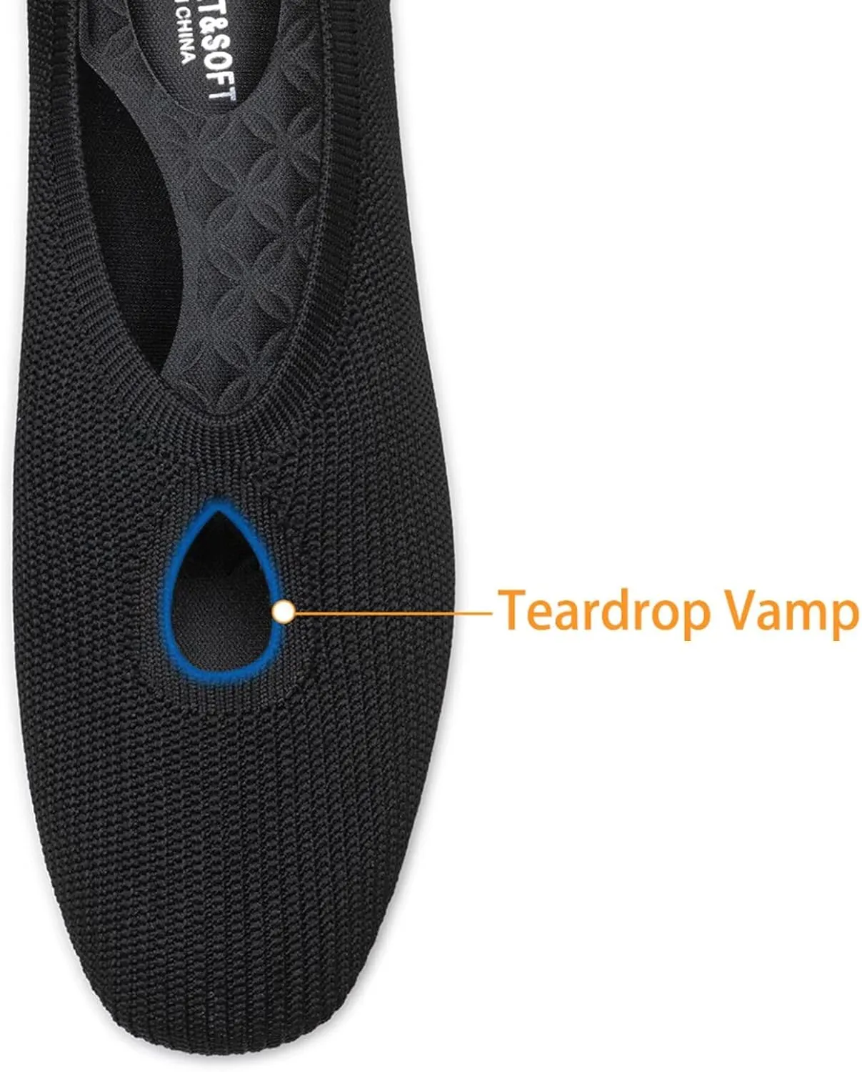 Frank Mully Women's Knit Flats Teardrop Upper Square-Toe Style Shoes Lightweight Flats for Women Comfortable Slip on Flats for Work Wedding Office