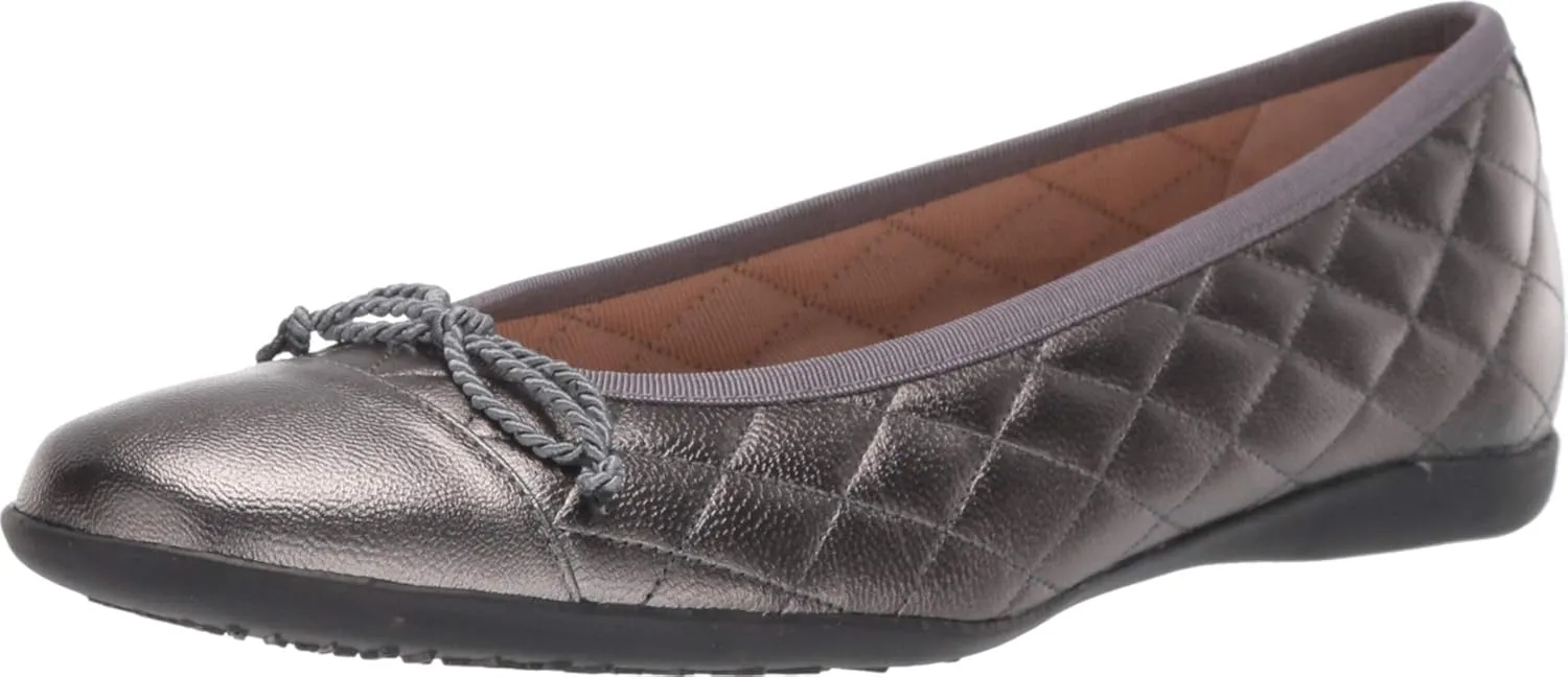 French Sole® PassportR Flat Sandals for Women – Leather Upper – Fabric Lining – Padded Insole Pewter Metallic 6.5 M