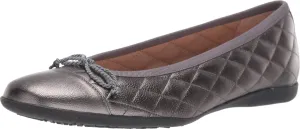 French Sole® PassportR Flat Sandals for Women – Leather Upper – Fabric Lining – Padded Insole Pewter Metallic 6.5 M
