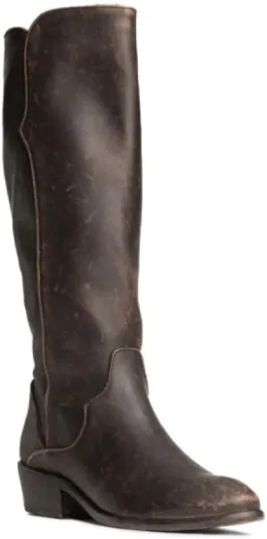 Frye Carson Piping Tall Boots for Women Made from Antiqued Pull-Up Leather with Western-Style Piping, Inside Zipper Closure, and Low Heel – 15" Shaft Height