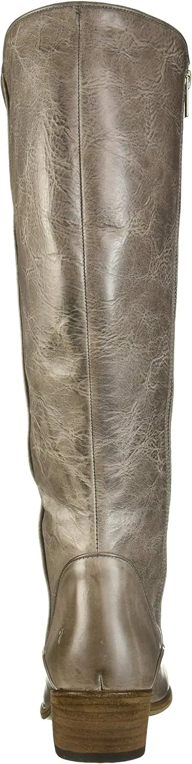 Frye Carson Piping Tall Boots for Women Made from Antiqued Pull-Up Leather with Western-Style Piping, Inside Zipper Closure, and Low Heel – 15" Shaft Height