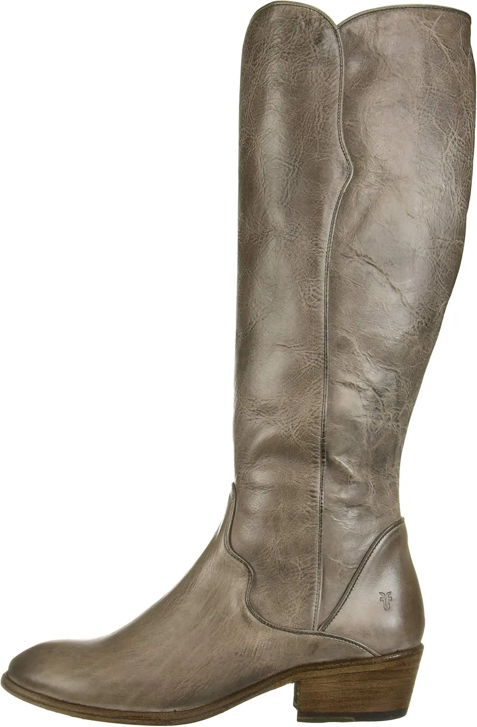 Frye Carson Piping Tall Boots for Women Made from Antiqued Pull-Up Leather with Western-Style Piping, Inside Zipper Closure, and Low Heel – 15" Shaft Height
