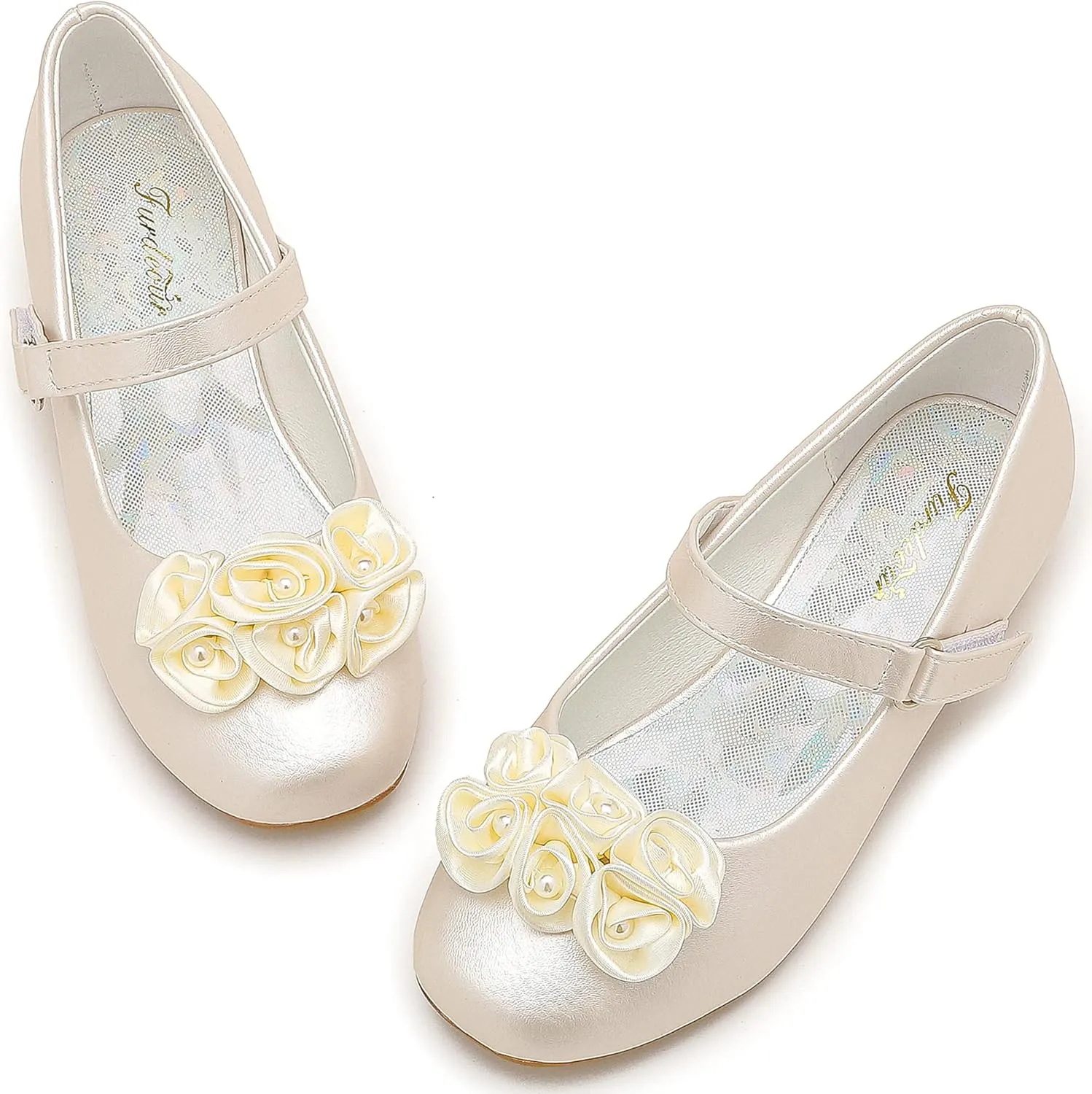 Furdeour Toddler Girls Mary Janes Shoes Low Heel Ballet Flats Wedding Party Dress Shoes for Kids