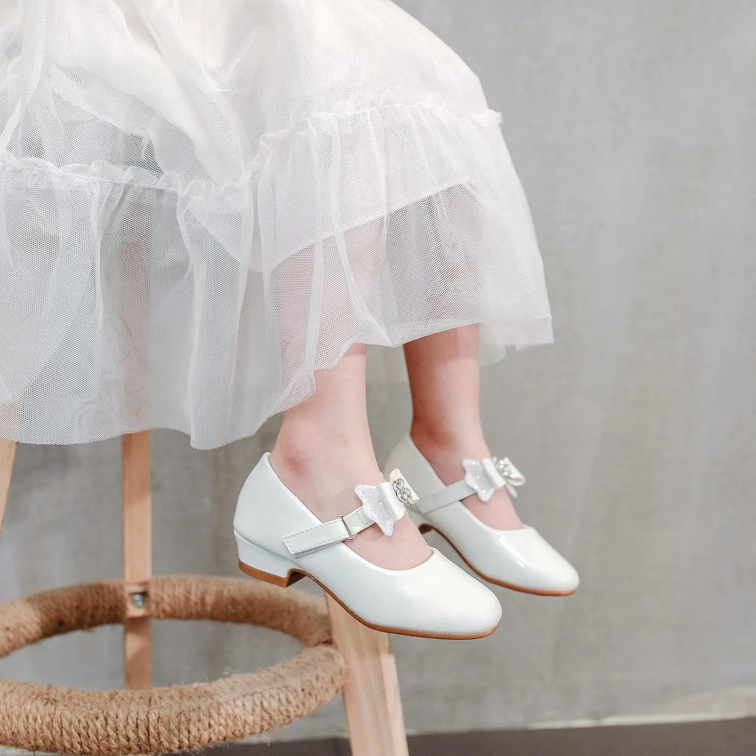 Furdeour Toddler Girls Mary Janes Shoes Low Heel Ballet Flats Wedding Party Dress Shoes for Kids