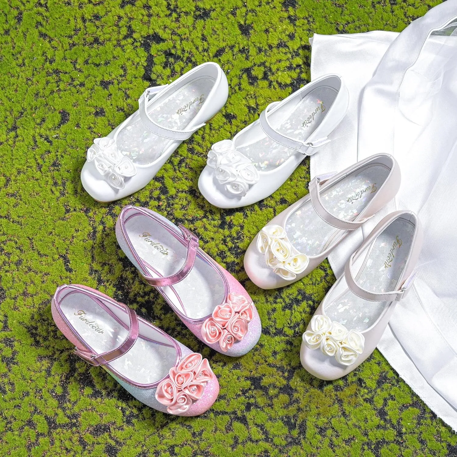Furdeour Toddler Girls Mary Janes Shoes Low Heel Ballet Flats Wedding Party Dress Shoes for Kids