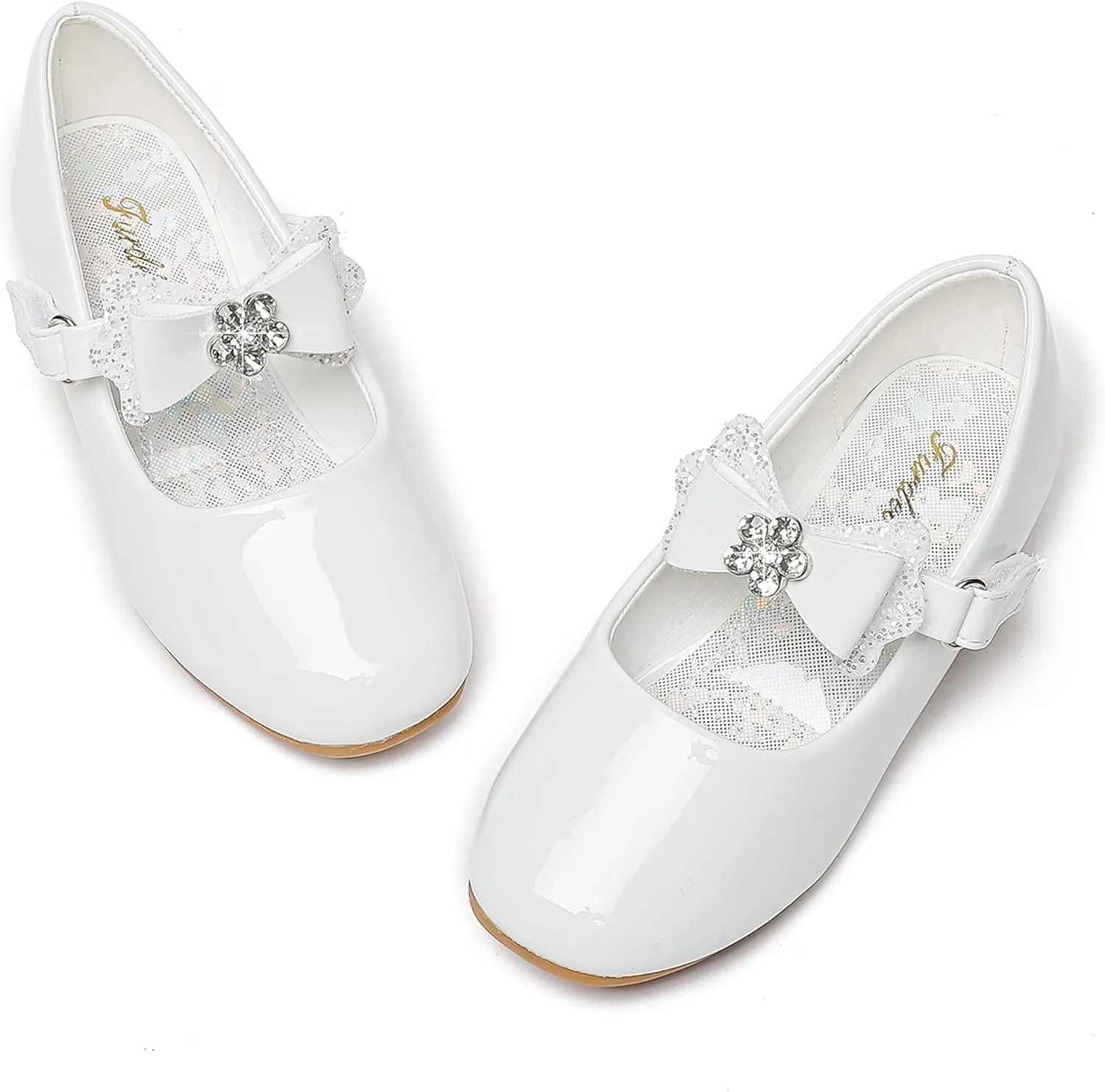 Furdeour Toddler Girls Mary Janes Shoes Low Heel Ballet Flats Wedding Party Dress Shoes for Kids