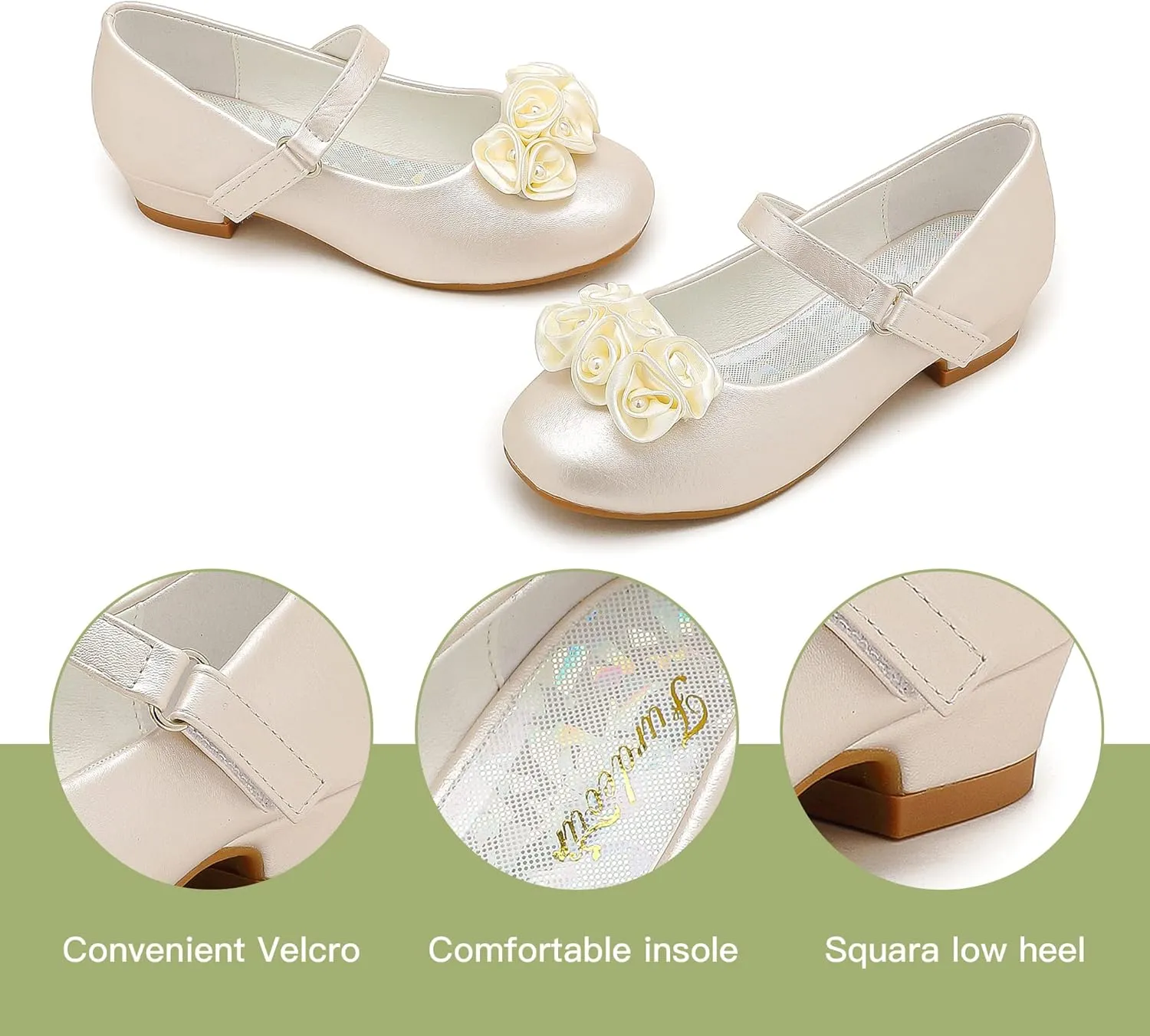 Furdeour Toddler Girls Mary Janes Shoes Low Heel Ballet Flats Wedding Party Dress Shoes for Kids