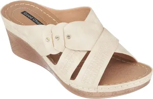 G.C. Shoes Dorty Wedge Sandals Memory Foam Footbed with Round open toe and Slip Resistant Sole