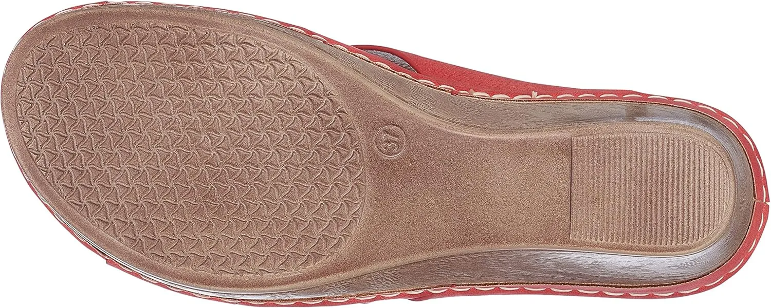 G.C. Shoes Dorty Wedge Sandals Memory Foam Footbed with Round open toe and Slip Resistant Sole