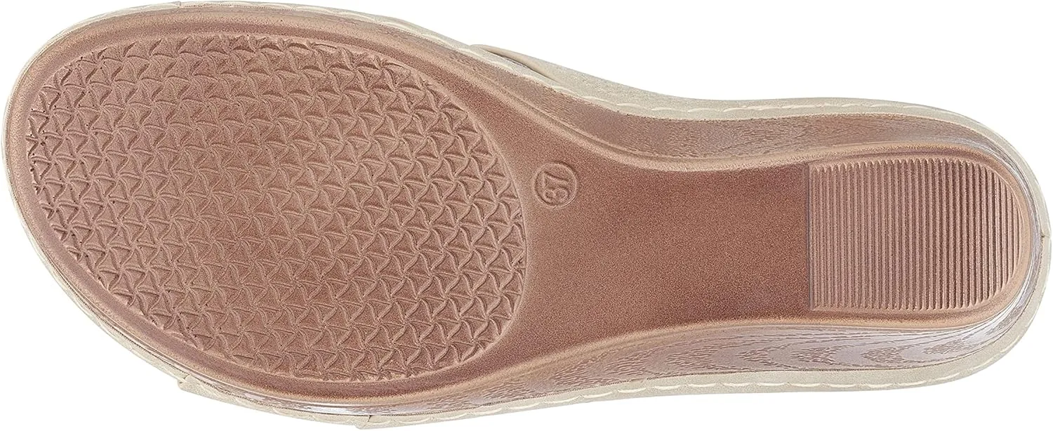 G.C. Shoes Dorty Wedge Sandals Memory Foam Footbed with Round open toe and Slip Resistant Sole