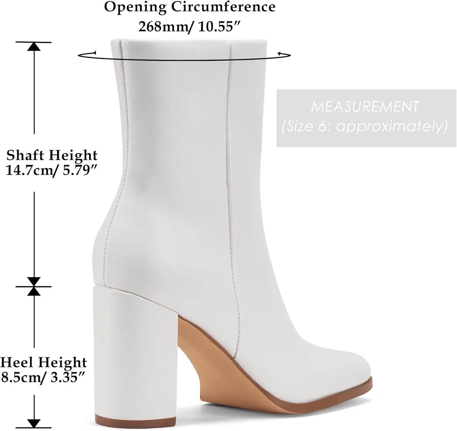 GENSHUO Square Toe Ankle Boots for Women 3.15 Inch High Block Heel Short Boots Fashion Side Zipper Booties Shoes