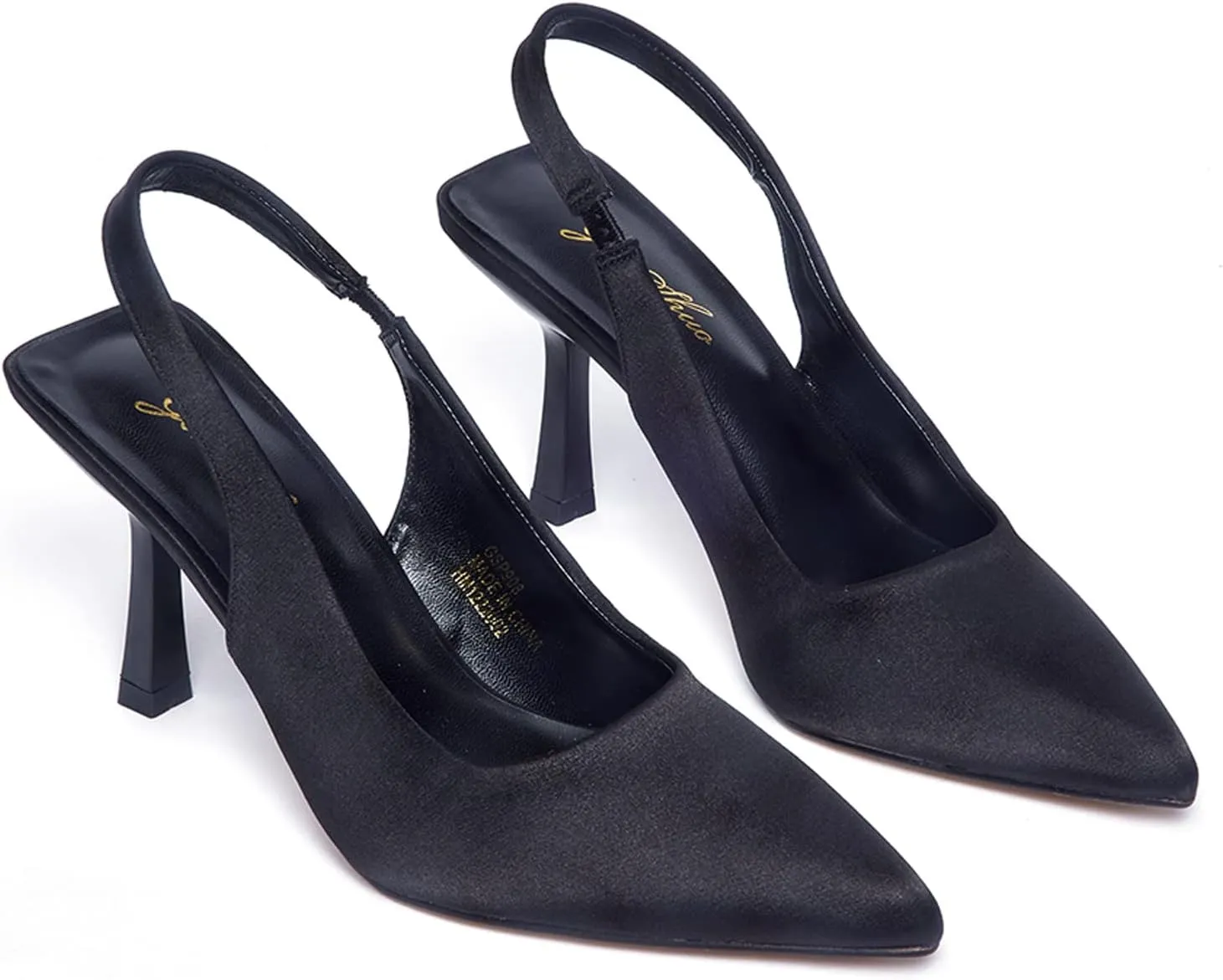 GENSHUO Women's Slingback Kitten Heel Pointed Closed Toe Stiletto Pumps Slip on Elastic Strap Wedding Party Dress Sandals Shoes