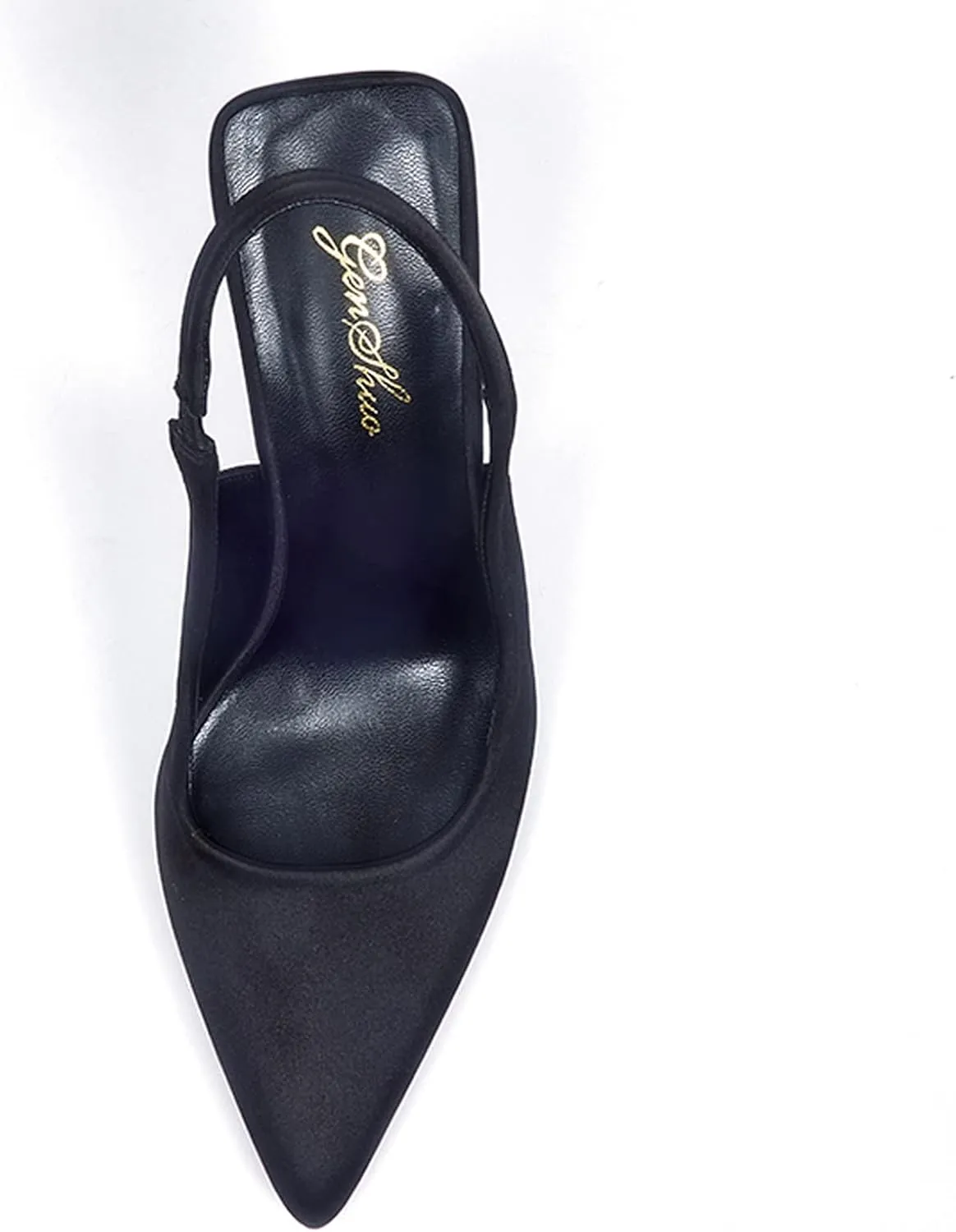 GENSHUO Women's Slingback Kitten Heel Pointed Closed Toe Stiletto Pumps Slip on Elastic Strap Wedding Party Dress Sandals Shoes