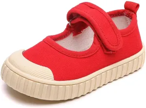 Girl's Candy Color Canvas Slip-On Lightweight Sneakers Cute Casual Running Shoes Girls Mary Jane Flats School Uniform Dress Shoe