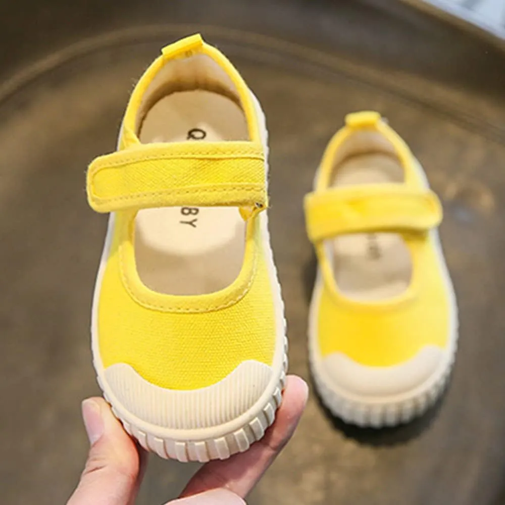 Girl's Candy Color Canvas Slip-On Lightweight Sneakers Cute Casual Running Shoes Girls Mary Jane Flats School Uniform Dress Shoe