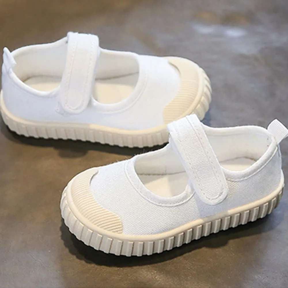 Girl's Candy Color Canvas Slip-On Lightweight Sneakers Cute Casual Running Shoes Girls Mary Jane Flats School Uniform Dress Shoe