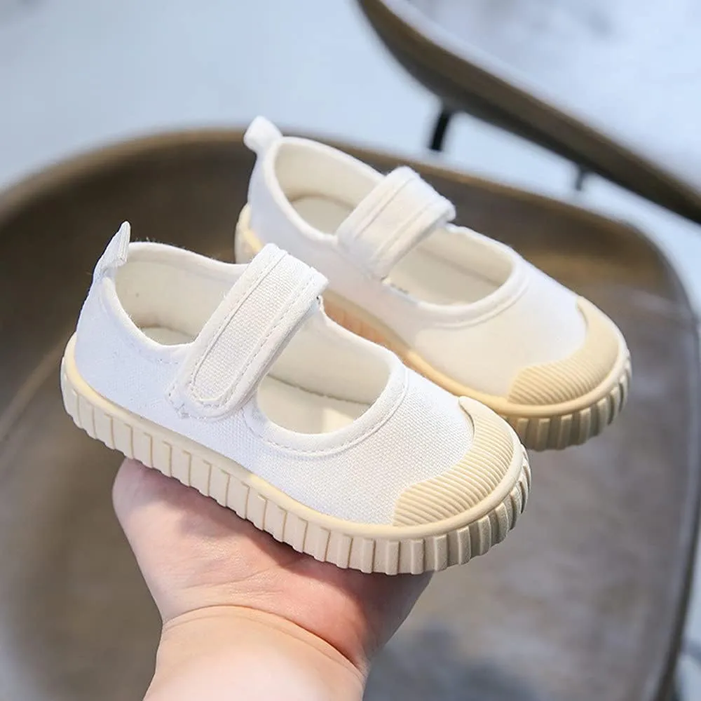Girl's Candy Color Canvas Slip-On Lightweight Sneakers Cute Casual Running Shoes Girls Mary Jane Flats School Uniform Dress Shoe