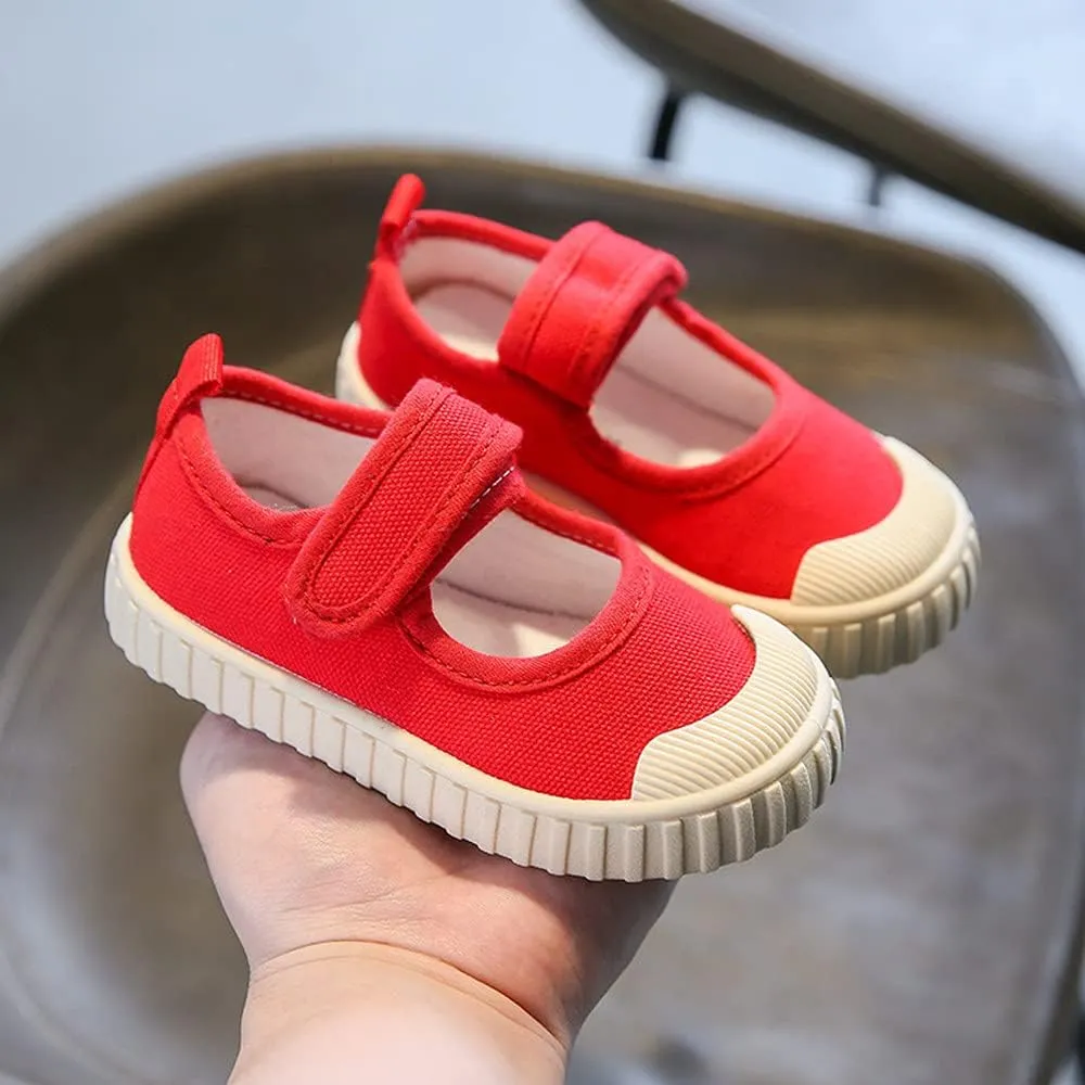 Girl's Candy Color Canvas Slip-On Lightweight Sneakers Cute Casual Running Shoes Girls Mary Jane Flats School Uniform Dress Shoe