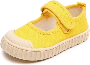 Girl's Candy Color Canvas Slip-On Lightweight Sneakers Cute Casual Running Shoes Girls Mary Jane Flats School Uniform Dress Shoe
