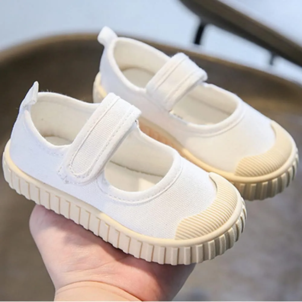 Girl's Candy Color Canvas Slip-On Lightweight Sneakers Cute Casual Running Shoes Girls Mary Jane Flats School Uniform Dress Shoe