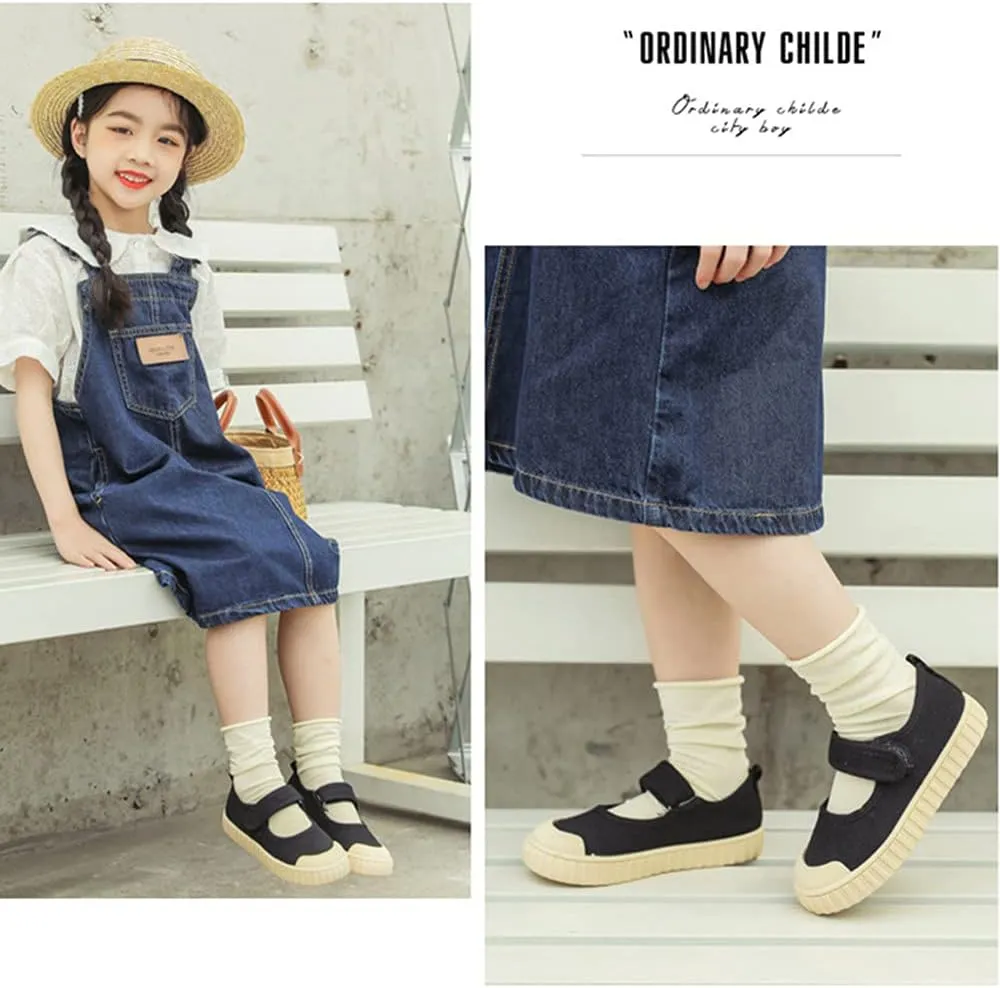 Girl's Candy Color Canvas Slip-On Lightweight Sneakers Cute Casual Running Shoes Girls Mary Jane Flats School Uniform Dress Shoe