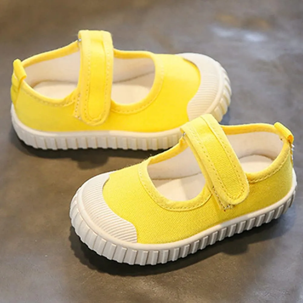 Girl's Candy Color Canvas Slip-On Lightweight Sneakers Cute Casual Running Shoes Girls Mary Jane Flats School Uniform Dress Shoe