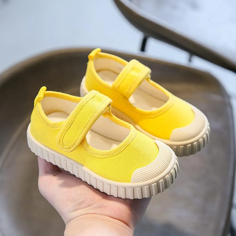 Girl's Candy Color Canvas Slip-On Lightweight Sneakers Cute Casual Running Shoes Girls Mary Jane Flats School Uniform Dress Shoe