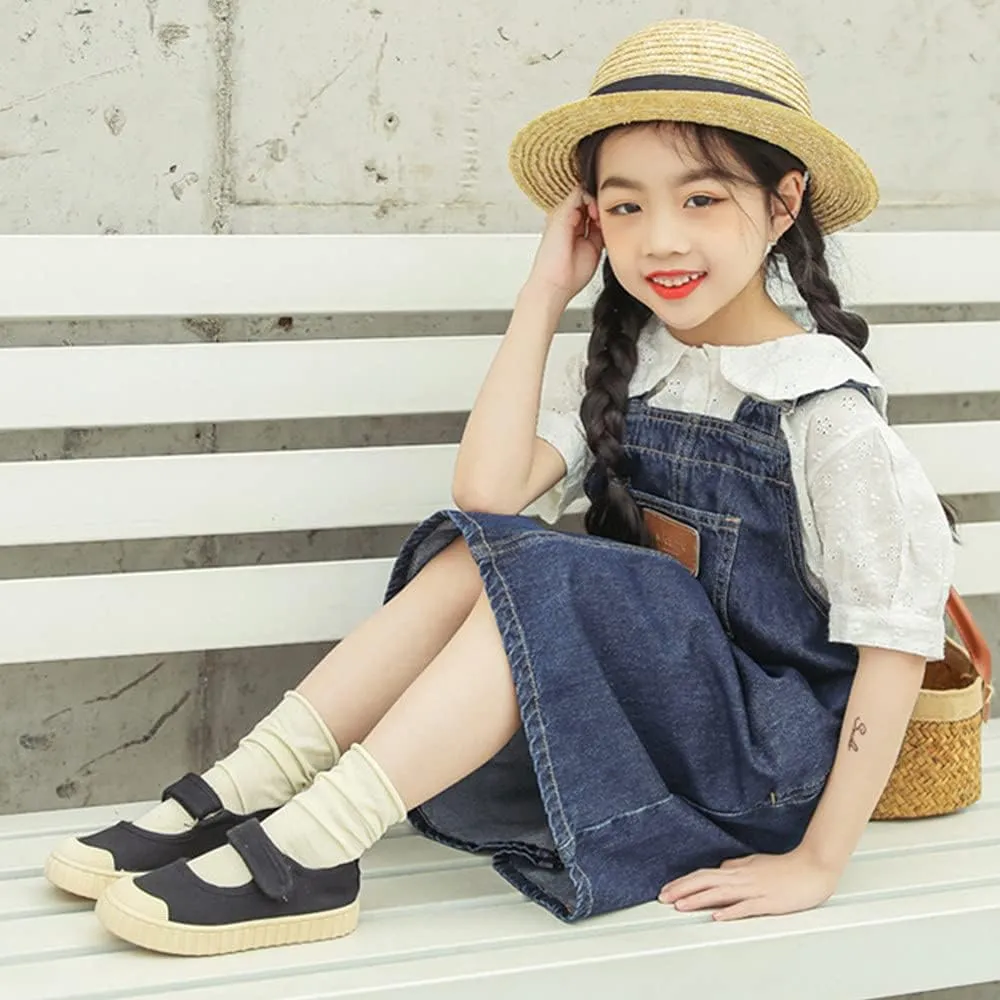 Girl's Candy Color Canvas Slip-On Lightweight Sneakers Cute Casual Running Shoes Girls Mary Jane Flats School Uniform Dress Shoe