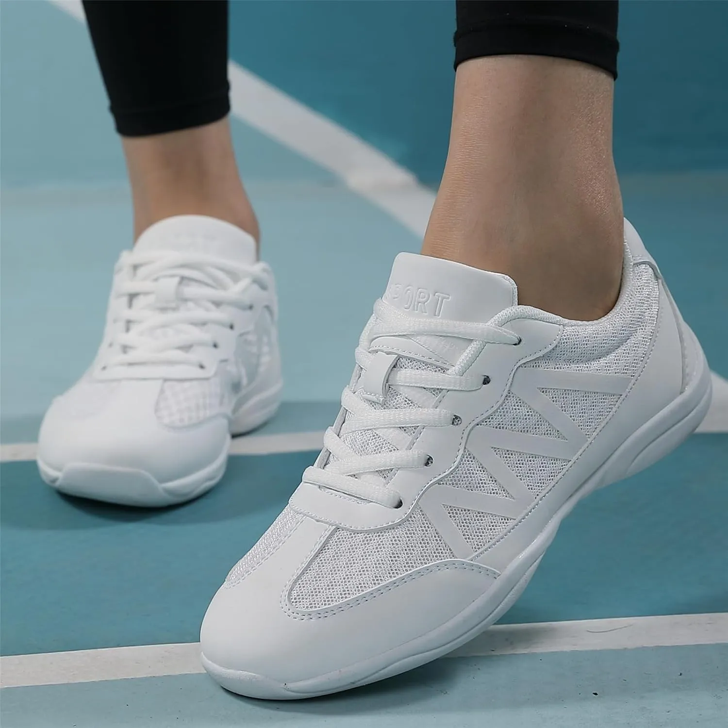 Girls Cheer Shoes Black Breathable Cheerleading Shoes Non-Slip for Cheer Competitions, Practice, Dance, Gymnastics Size Little Kid 12 to Women 11.5