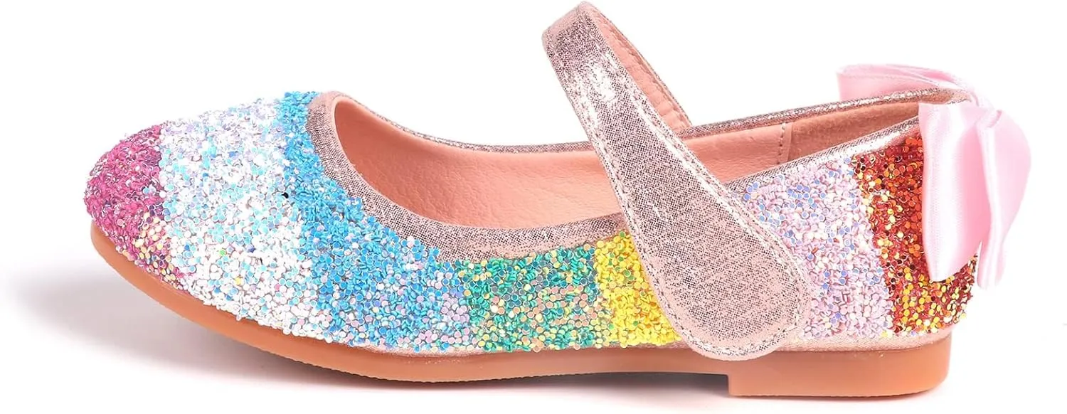 Girls Glitter Mary Jane Low Heel Wedding Party Princess Dress Pumps Shoes Shoes for Toddler Kids