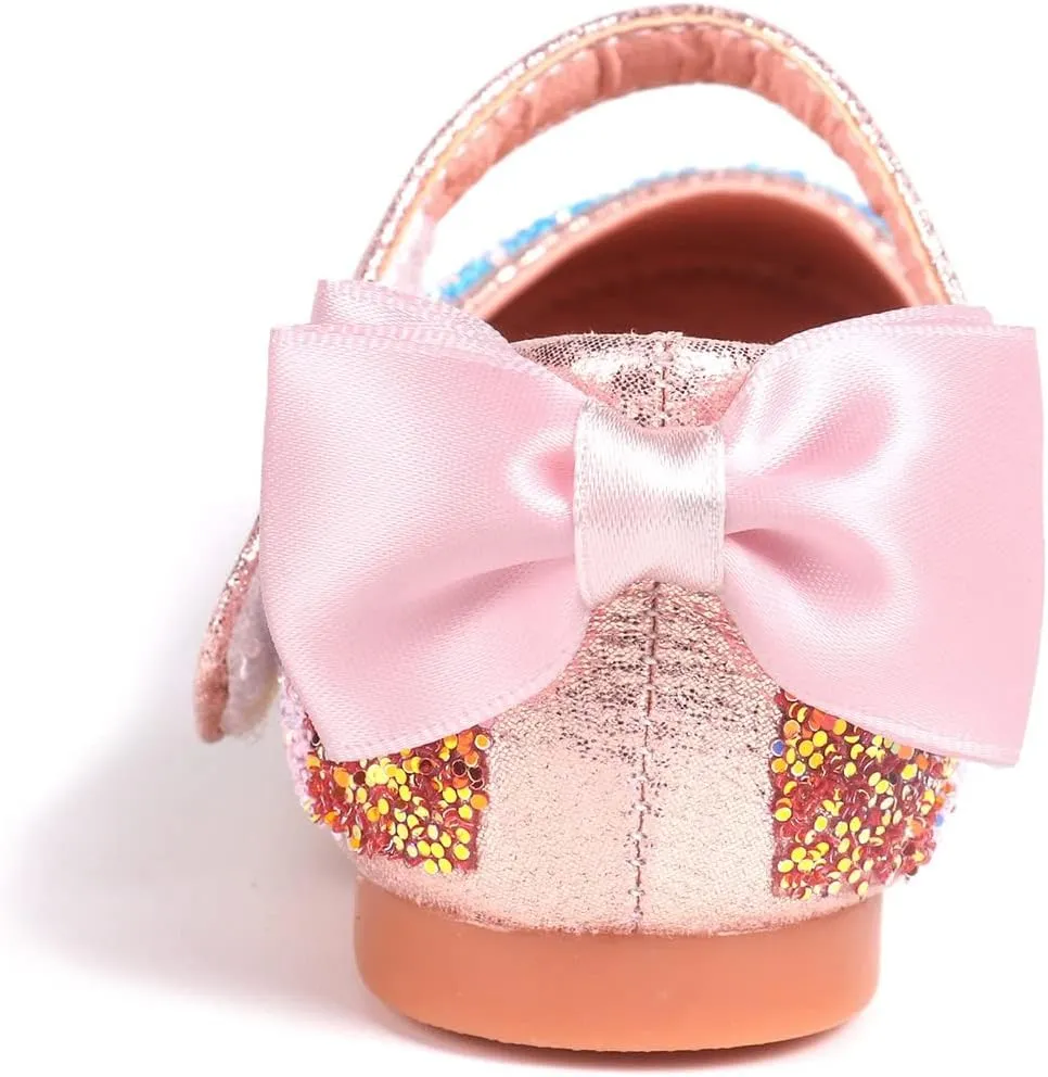 Girls Glitter Mary Jane Low Heel Wedding Party Princess Dress Pumps Shoes Shoes for Toddler Kids