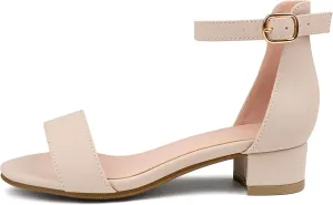 Girl's Low Heel Sandals Ankle Strap Dress Shoes Open Toes Summer Wear for Kids