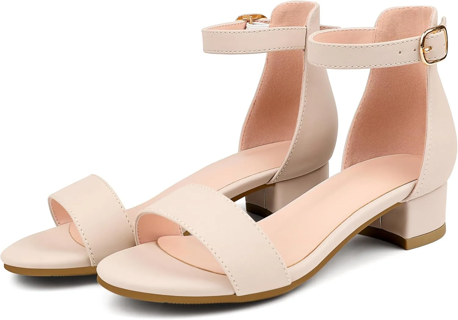 Girl's Low Heel Sandals Ankle Strap Dress Shoes Open Toes Summer Wear for Kids